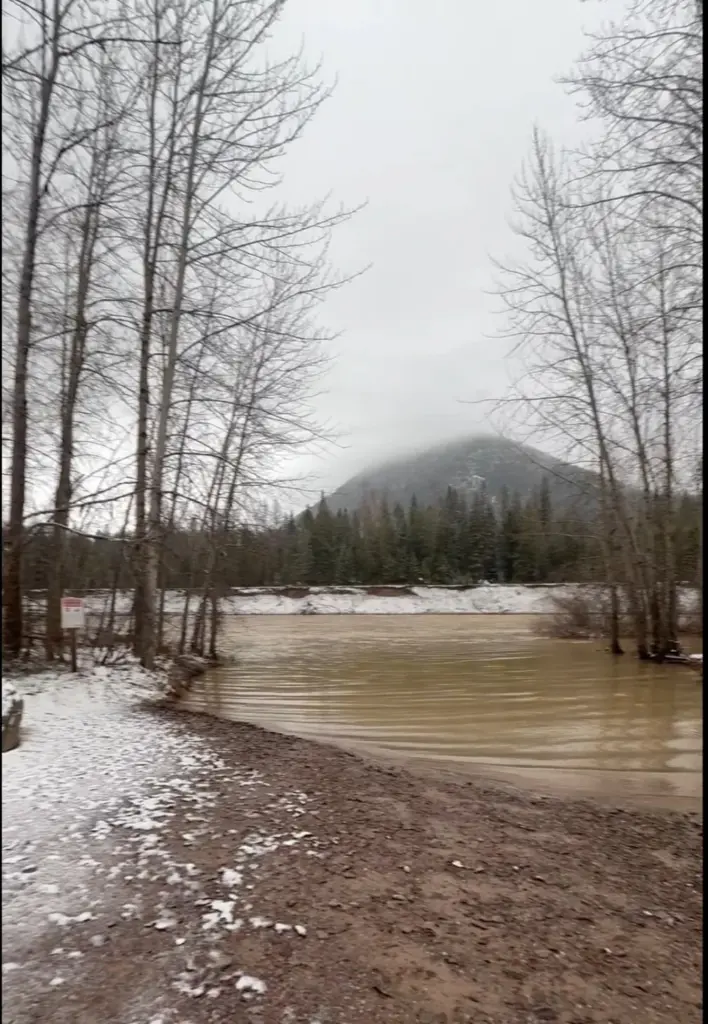 Fri., Dec. 12th, 2025 12:00 MST Middle Fork Flathead Wild & Scenic River looking towards Glacier National Park from West Glacier Boat Launch, MT