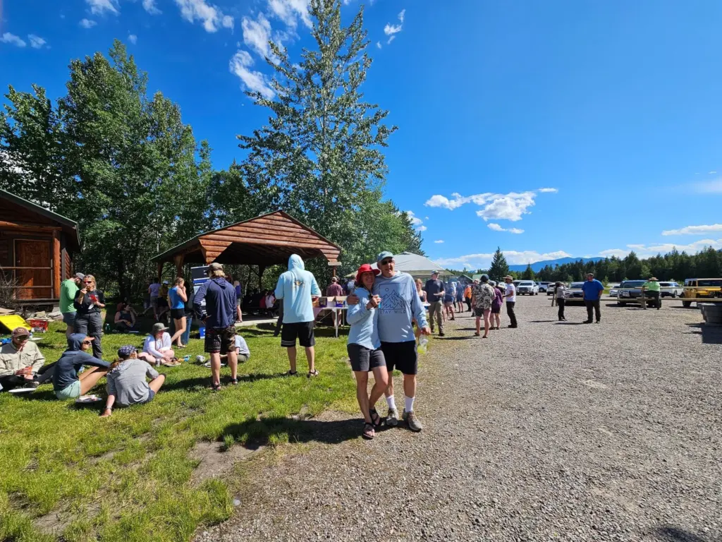Volunteers pose at the River Weed Rodeo BBQ and celebration.