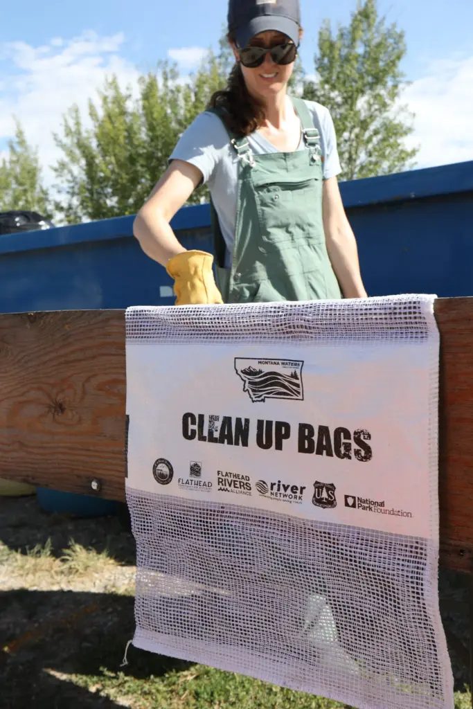 2025FlatheadWatersCleanup SacredWatersAfterparty Weigh inStation Samantha FlatheadConservationDistrict RecyceSorting SheenaPate