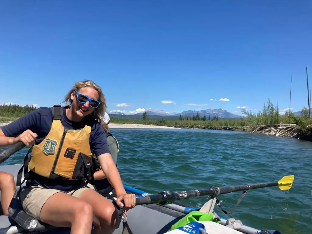 Sunshine Flamer, Flathead River Alliance intern, monitoring the Flathead River.